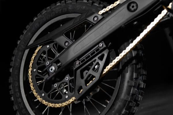 Talaria Komodo TL6000 swingarm chain detail Talaria Komodo TL6000 Electric Super-Moto