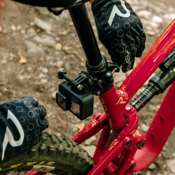 GoPro Handlebar Seatpost Pole Mount on bike seatpost detail GoPro Handlebar Seatpost Pole Mount on bike seatpost detail